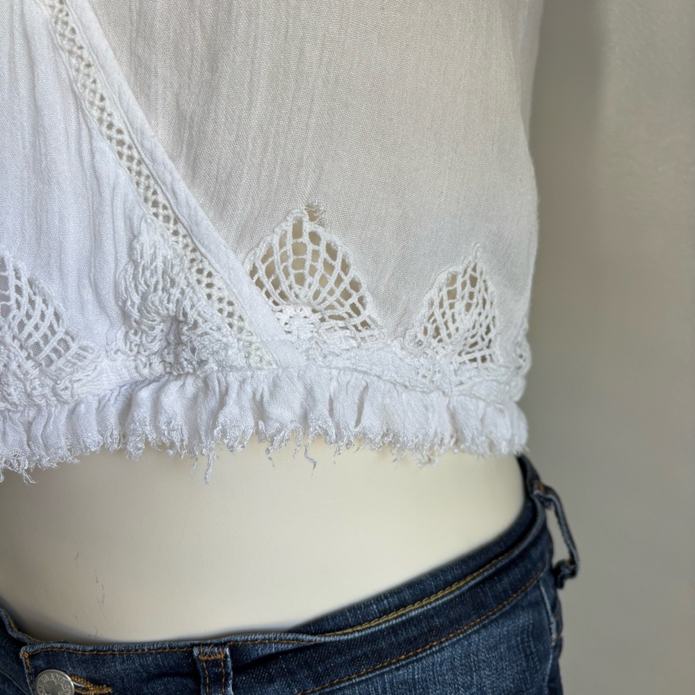 Amuse society white wrap-style camisole with lace trim - Picture 3 of 4